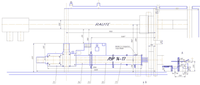 The line of peeling, cutting and placement of veneer Model LUR 14-17